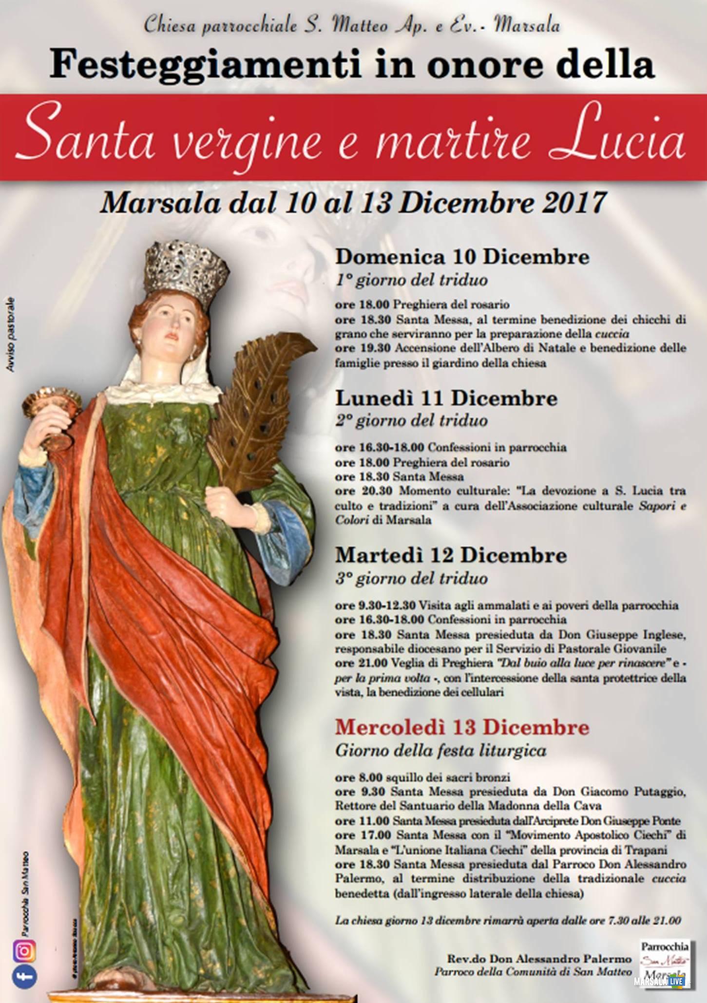 In Occasione Della Festa Di Santa Lucia La Benedizione Dei Cellulari A Marsala Marsala Live