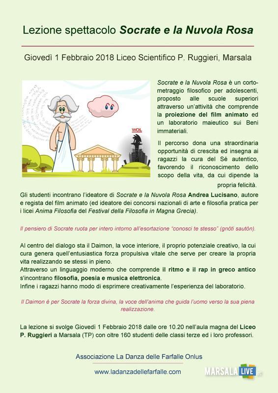 Socrate e la Nuvola Rosa Laboratorio di Filosofia pratica comunicato stampa Liceo Ruggieri Marsala