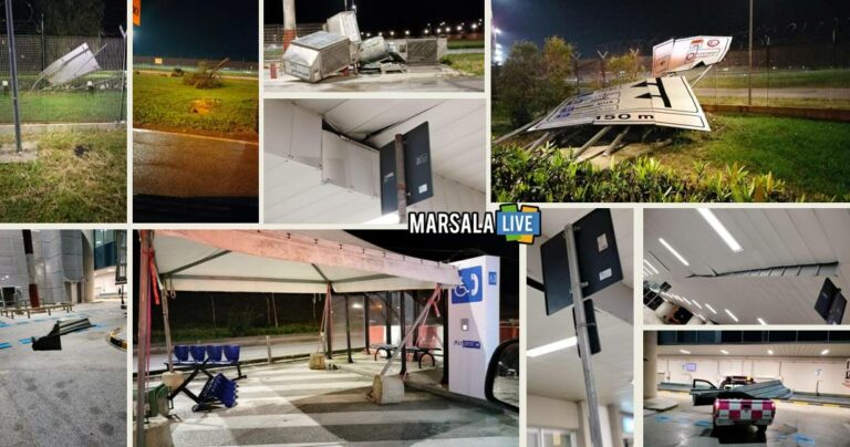 Gravi danni all’aeroporto di Birgi per il forte vento: la struttura resta operativa e il traffico regolare – FOTO