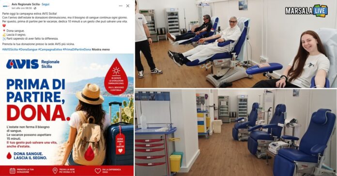 Donatori di sangue nella sede Avis durante una giornata di donazione